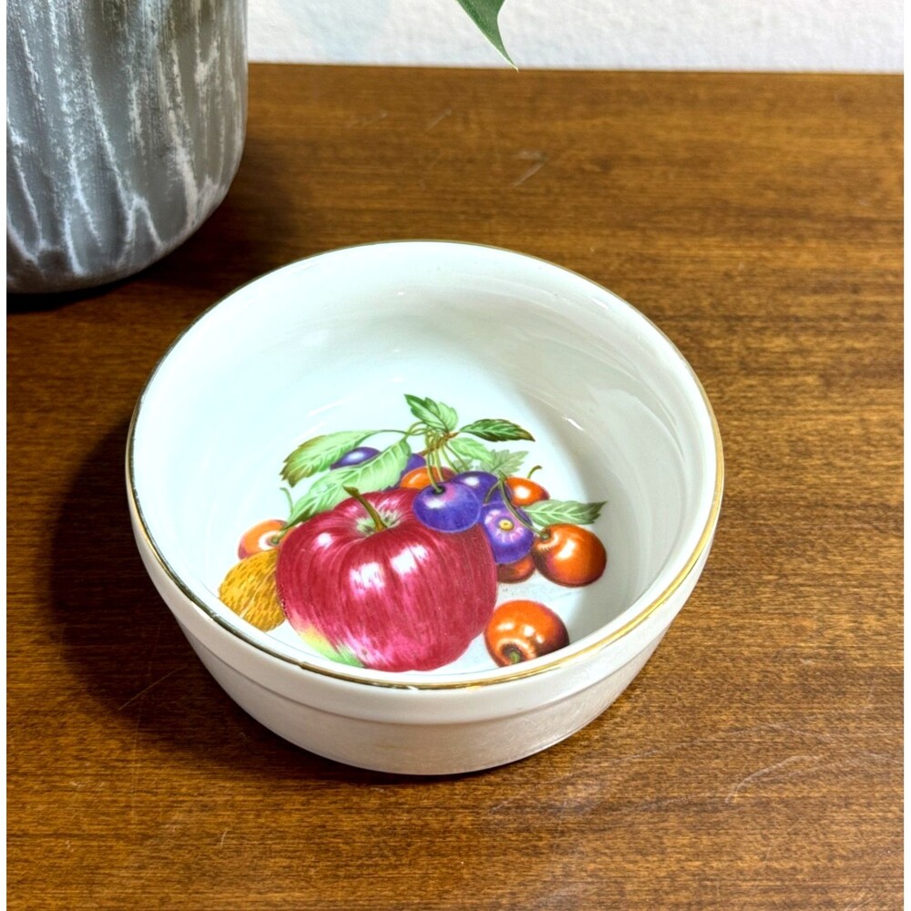 Vintage Fruit Gold Rim Ramekin Trinket Dish Made in Japan MCM John Wagner & Sons
